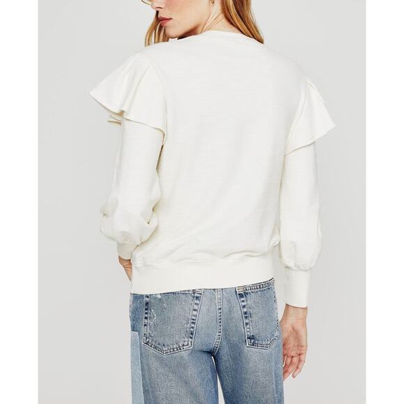 Adriano Goldschmied AG Cecilia Ruffle Crew Neck Sweatshirt Women’s Size L NWT - Picture 3 of 11